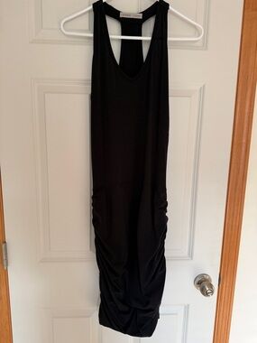 Athleta Black Racerback Maxi Dress with Ruched Sides
